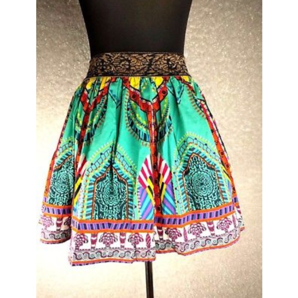 Flying Tomato Full Skirt Teal Boho Size S